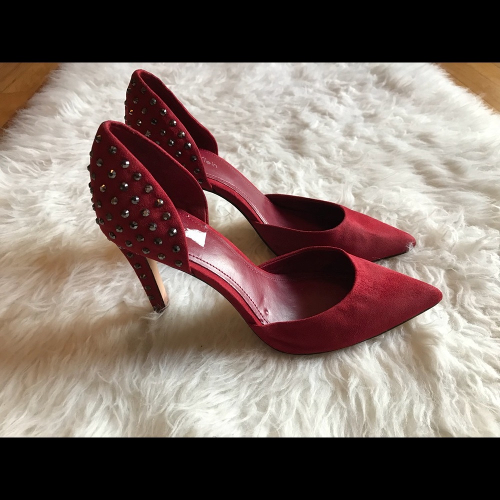 Calvin Klein Bellona Red Studded Heels 7.5 d’orsay
